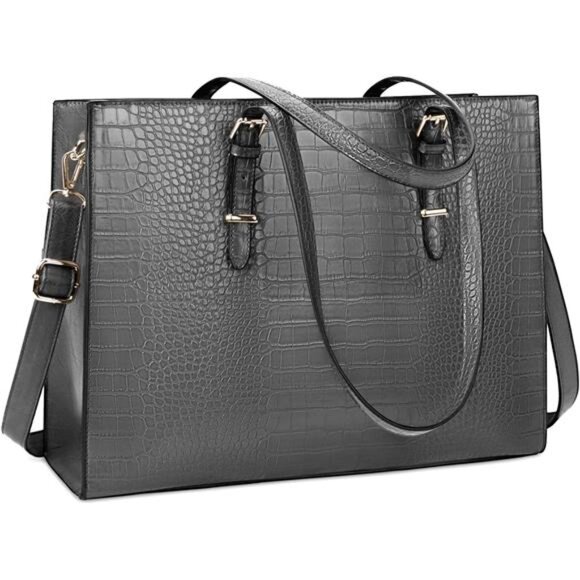 Tote Bag Faux Leather Professional Grey